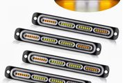 Stay on or flash Bright 4pcs Ultra-Slim Amber White LED Work Light - Surface Mount LED Emergency Light with 24 LEDs, Mini Grille Lights