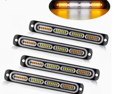 Bright 4pcs Ultra-Slim Amber White LED Work Light - Surface Mount LED Emergency Light with 24 LEDs, Mini Grille Lights