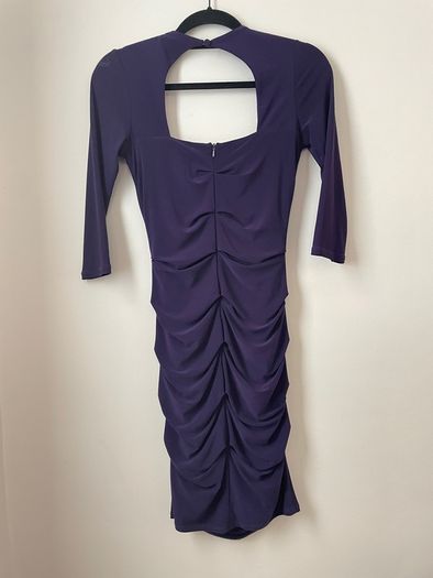 OSSIE CLARK Fabulous Purple Ruched Bodycon Dress Size 8!