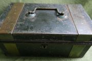 Vintage Black Metal Cash Box Document Tin Black Metal Tin Office Metal Box Supplies Office