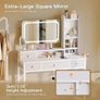 Dressing Table with Large LED Mirror, 3 Lighting Modes Adjustable Brightness, Built-in USB & AC Socket, Vanity Table with 4 Fabric Drawers, Modern Makeup Desk 100x40x140cm Image 4