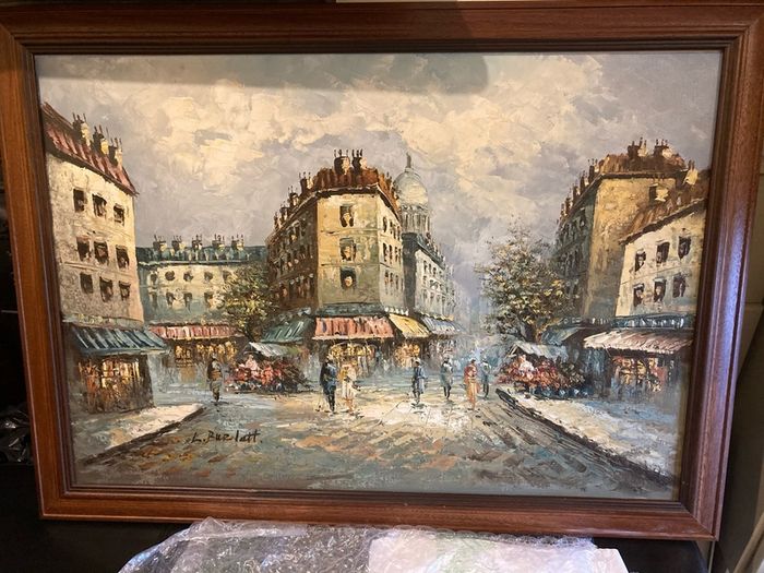 Large painting street scene France