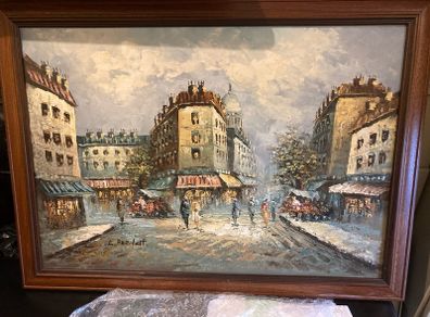 Large painting street scene France