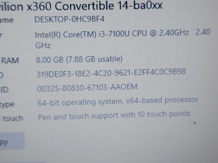 HP Laptop, TPN-W125, Intel Core i3-7100U CPU, 2.4GHz, 8GB Ram, 118GB SSD, Windows 10, Microsoft Edge, Chrome and VLC