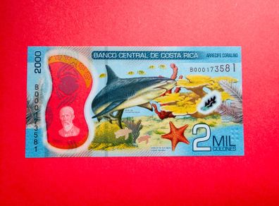 Costa Rica  2,000  Colones 2018  Pick 281a  Polymer /plastic  ( Uncirculated )