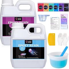 80oz Crystal Clear Casting Resin Kit, Bubbles Free Epoxy Resin Supplies, Clear Resin for Tumblers, Molds, Jewelry, Table Top, Epoxy Resin with 6 Mica Powders, Large Silicone Cup and More (FREE POSTAGE)