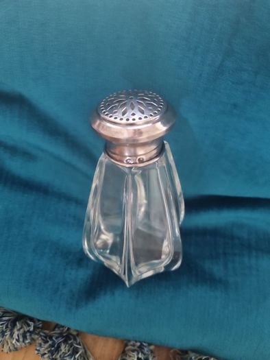 Vintage x large  1950s Silver Crystal Salt Cellar