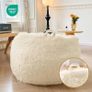Fluffy Stuffed Animal Storage Bean Bag Chair Cover(No Filler), Faux Fur Washable Ultra Soft Bean Bag Cover for Plush Toys or Textile,Plush Shaggy Large Beanbag for Adults Kids Teens, Beige Image 5