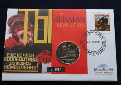 The Russian Revolution 1917 Isle of Man 1 Crown 1999 Russia first day coin cover