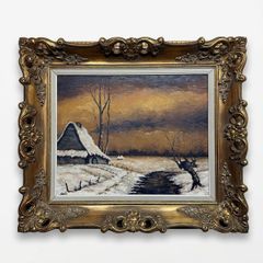 20th Century Dutch Winter Landscape Oil Painting
