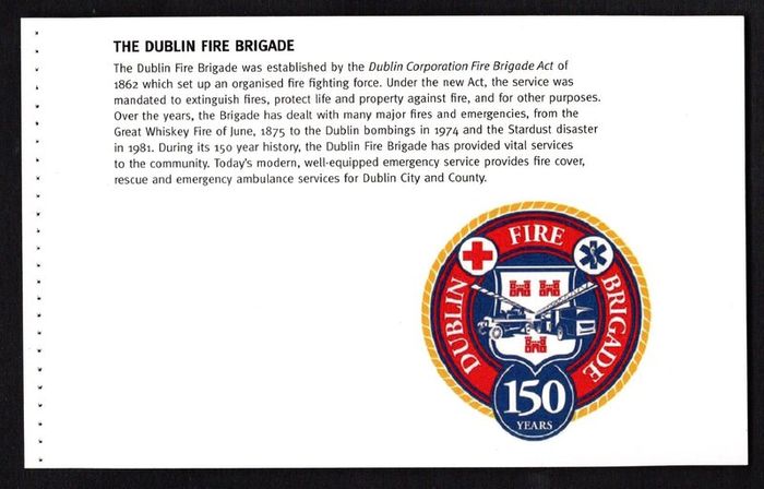 2012 Ireland 150th Anniversary of the Dublin Fire Brigade (DFB) Commemorative Stamp Booklet Mint Never Hinged (MNH)