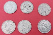 England 6 X 1920's 50% Silver Threeence Coins