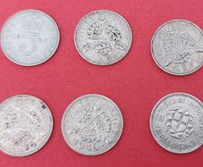 England 6 X 1920's 50% Silver Threeence Coins