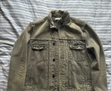 AllSaints Washed Grey Denim Trucker Jacket