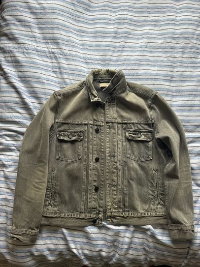 AllSaints Washed Grey Denim Trucker Jacket