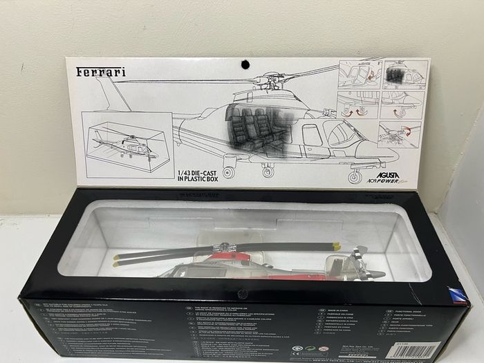 Ferrari Agusta A 109 Power Elite Model Red and Grey Helicopter Diecast 1:43 Scale - New In Box