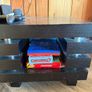 Coffee Table - Sturdy, solid, black, storage under, chome accents Image 6