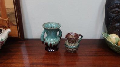 A Wonderful Curated Selection of Two Mid Century West German, German, Foreign Pottery Vases and Jugs for Sale as a Collection, by Scheurich Keramik