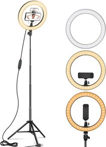 10" with 67" Extended Tripod Stand & Phone Holder for YouTube Video, Camera Led Ring Light for Streaming, Makeup, Selfie Photography Compatible with iPhone Android (FREE POSTAGE)