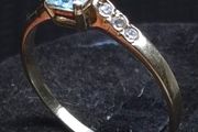 Vintage 9ct Gold London Hallmarked Blue Stone Ring Large Size
