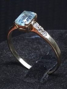 Vintage 9ct Gold London Hallmarked Blue Stone Ring Large Size