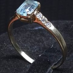 Vintage 9ct Gold London Hallmarked Blue Stone Ring Large Size
