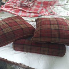 Feather filled tarten cushions and bolster