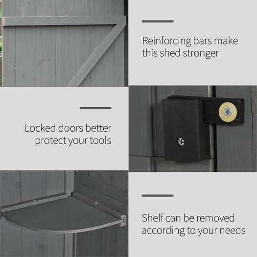 Garden Shed Vertical Utility 3 Shelves Shed Wood Outdoor Garden Tool Storage Unit Storage Cabinet, 77 x 54.2 x 179cm (FREE SHIPPING)