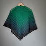 Handmade crochet triangle shawl wrap. Green black gradient ombre lacy shawl Image 8