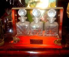 Antique 3-Decanter Wooden & Brass Tantalus