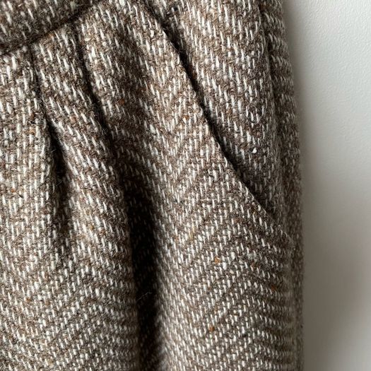 Vintage 70s/80s RAVENS West Germany Pure New Wool Herringbone Midi Skirt UK 6 8