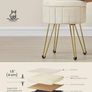 Velvet Dressing Table Stool, 39 x 44.4 cm (Dia. x H), Round Storage Stool Seat, 4 Metal Legs, for Dressing Room, Living Room, Bedroom, Cream White Image 4