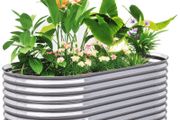 Raised garden bed, rust-resistant galvanized steel 160 x 80 x 56 cm silver