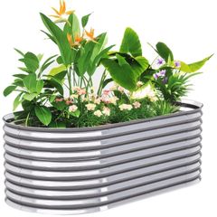 Raised garden bed, rust-resistant galvanized steel 160 x 80 x 56 cm silver