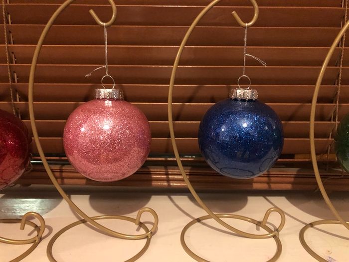 Personalised glitter Christmas baubles