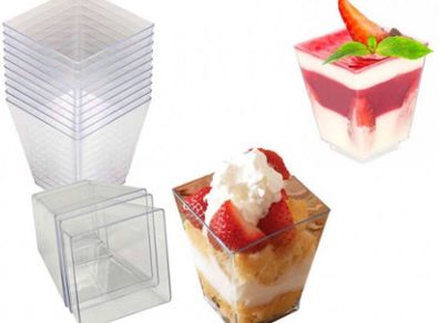Plastic dessert cup pyramid (50 pcs)