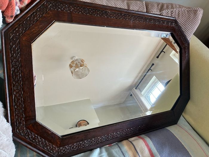 Early 1900s Art Nouveau/ Arts and Crafts Octagonal bevelled glass mirror