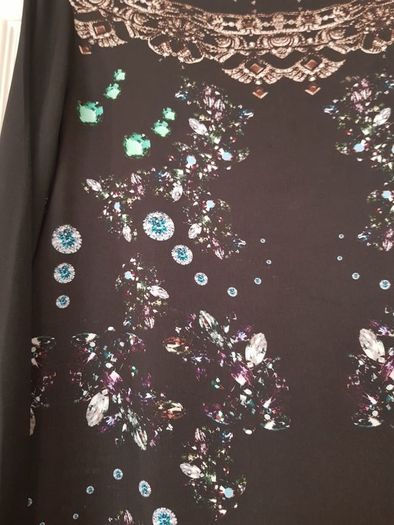 Zara Black Dress, beautiful print, lace detail at the back, size S
