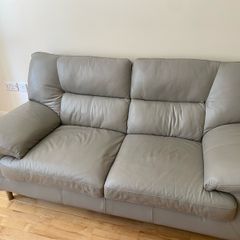 Grey 2 seater leather sofa