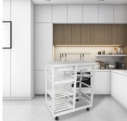 BRAND NEW Kitchen Islands Trolleys Hotel Catering Serving Trolley Moveable Kitchen Storage Rack Four-layer Home Utility Shelf Trolley HWC