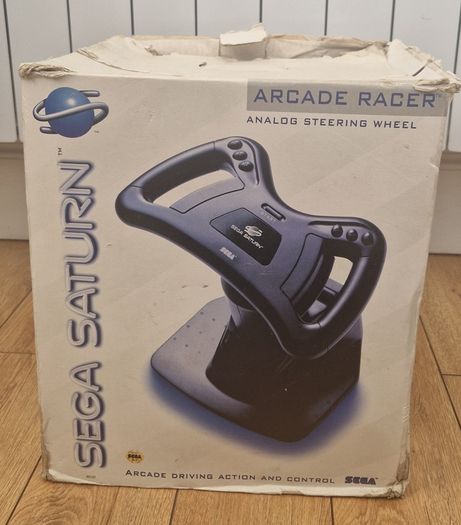 Sega Saturn w/ 3D Control Pad, Arcade Racer, Lightgun and Games