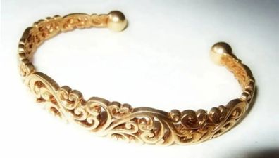 Vintage Hallmarked 9ct Gold Filigree Torque Bangle