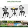 3PCs Garden Table Set Bistro Set Round Table with Umbrella Hole and 2 Chairs for Outdoor Indoor Patio Balcony Aluminium Image 7