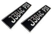 Vintage Pair German Style Plain Pressed Number Plates Metal Embossed