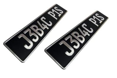 Vintage Pair German Style Plain Pressed Number Plates Metal Embossed