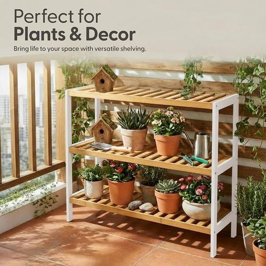 3 Tier Natural Bamboo Shoe Rack Easy Assembly & Strong Design Stand Shelf Organiser Ideal for Corridor,Bedroom,Bathroom,Hallway & Small Spaces Large Capacity Up to 9 Pairs of Shoes(55x70x25cm)
