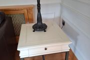 2 cream coloured side tables and 1 coffee