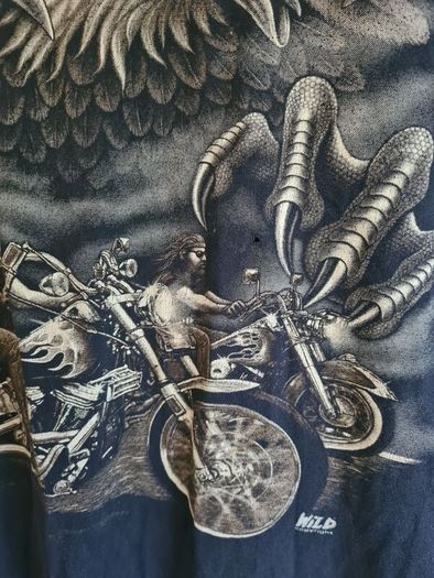 Vintage WILD motorbike biker t shirt Single stitch Size 3XL skulls Eagle motorcycles