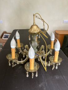 Vintage Avoca six light chandelier- acrylic & metal