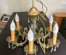 Vintage Avoca six light chandelier- acrylic & metal